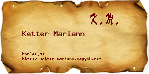 Ketter Mariann névjegykártya